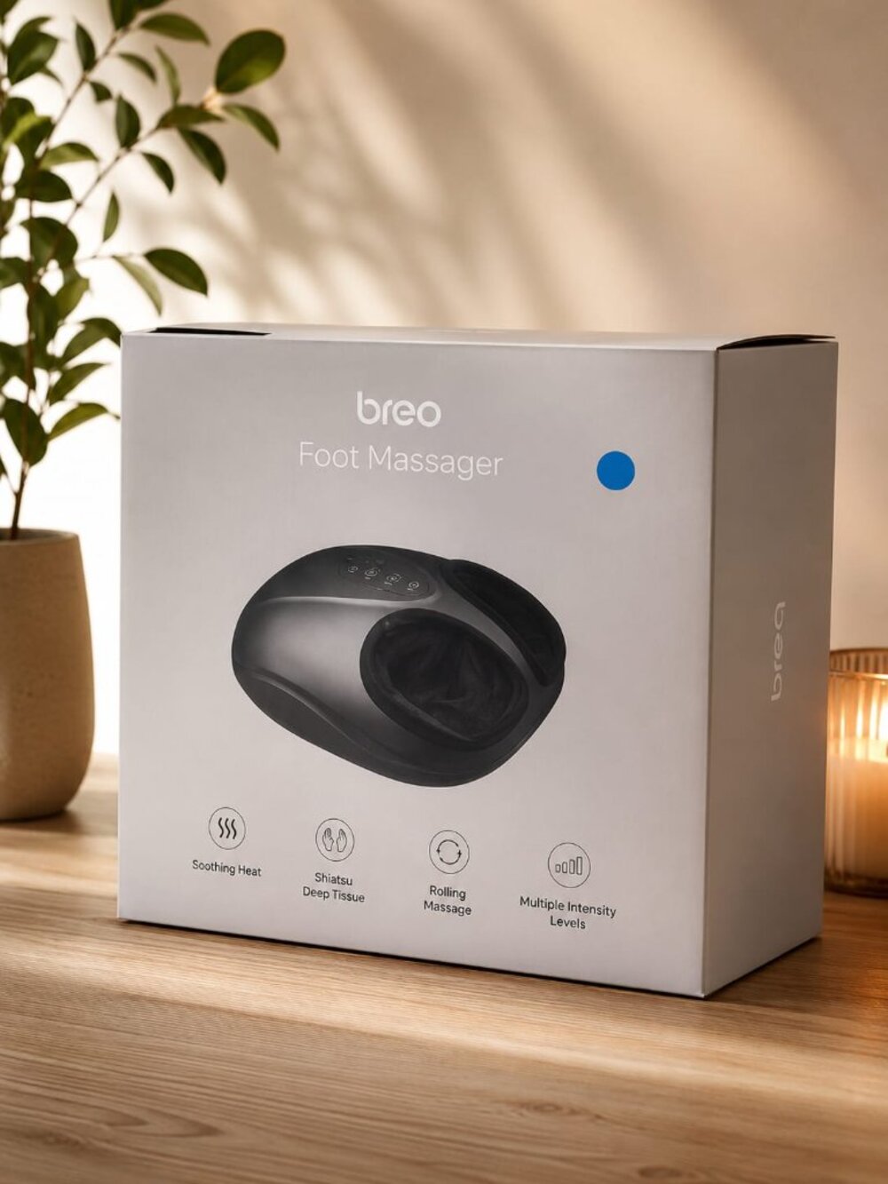 Breo Foot Massager with Heat, Shiatsu, Deep Tissue Kneading, Rolling Massage